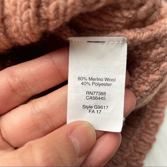 MADEWELL Stitchmix Pullover Sweater Peach‎ Orange CableKnit , Fringed edges sz S - Picture 8 of 9